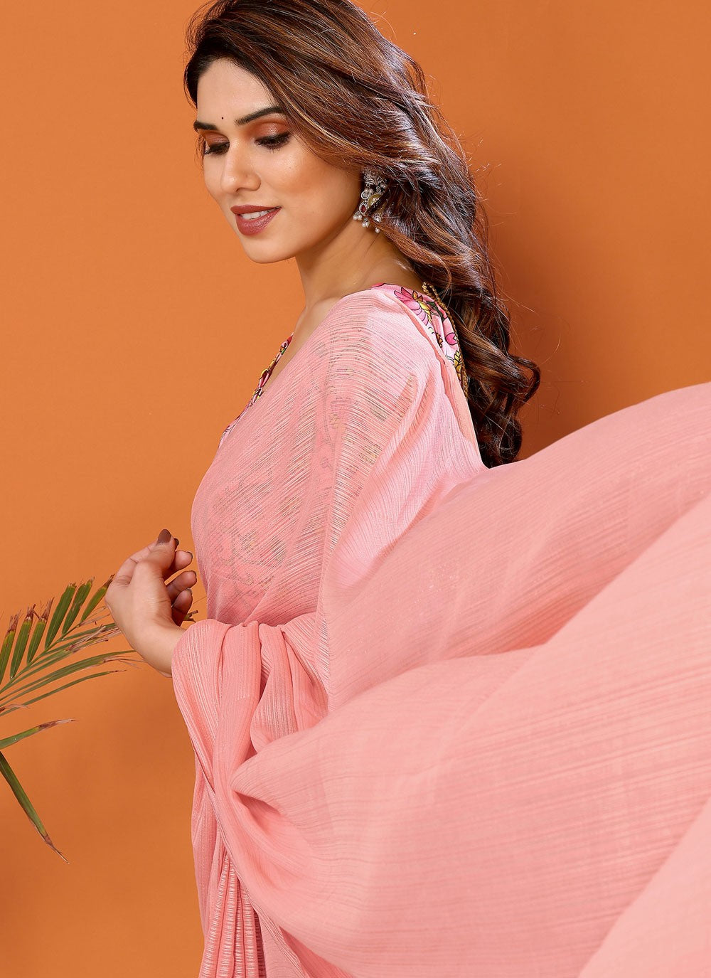 Classic Plain Polyester Saree - S7104