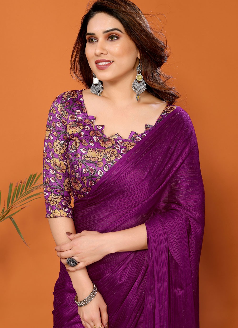 Classic Plain Polyester Saree - S7104