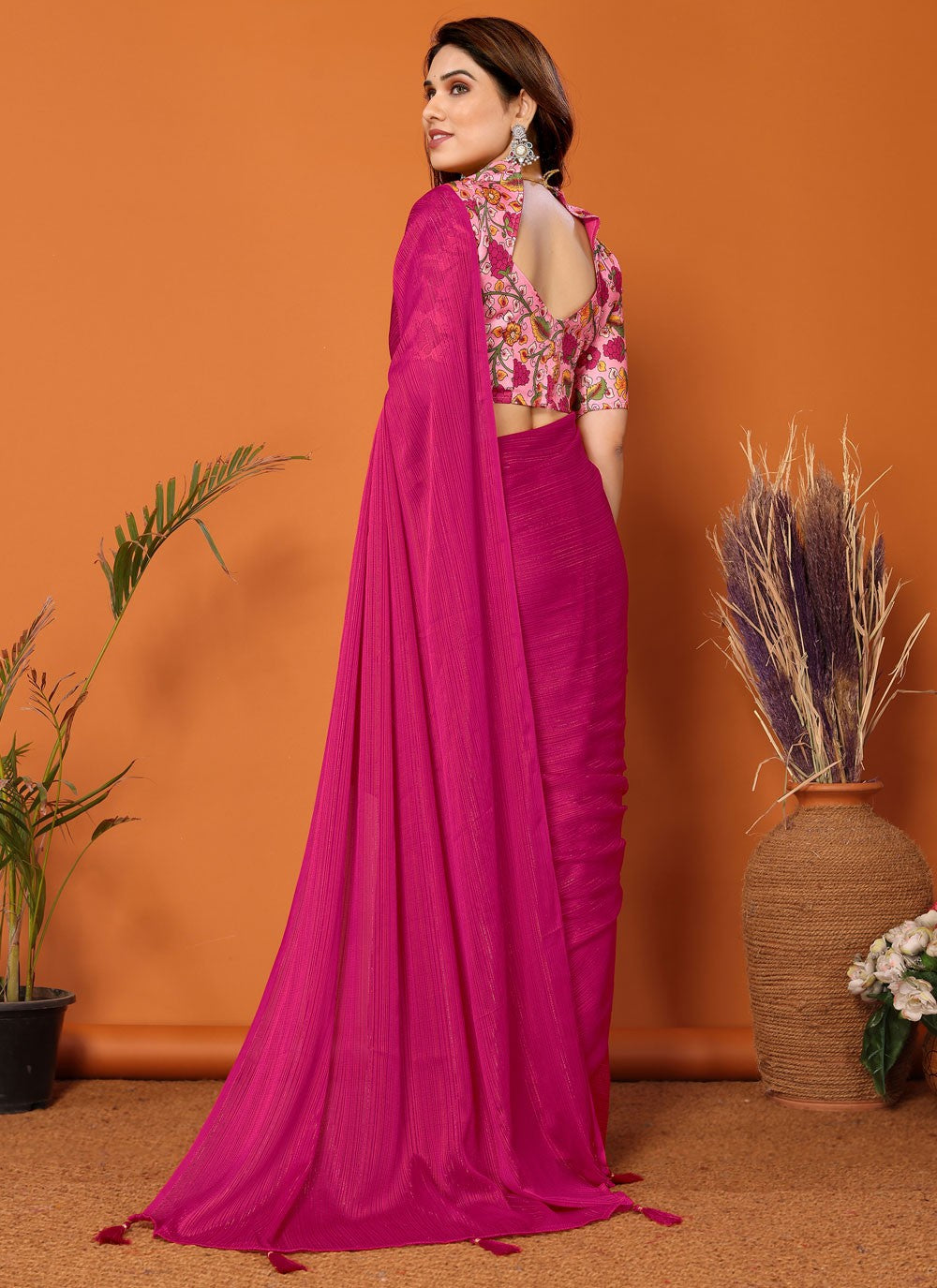 Classic Plain Polyester Saree - S7104