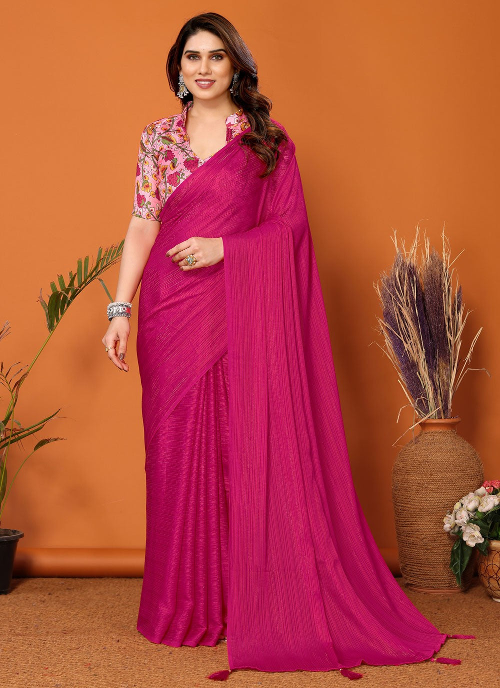 Classic Plain Polyester Saree - S7104