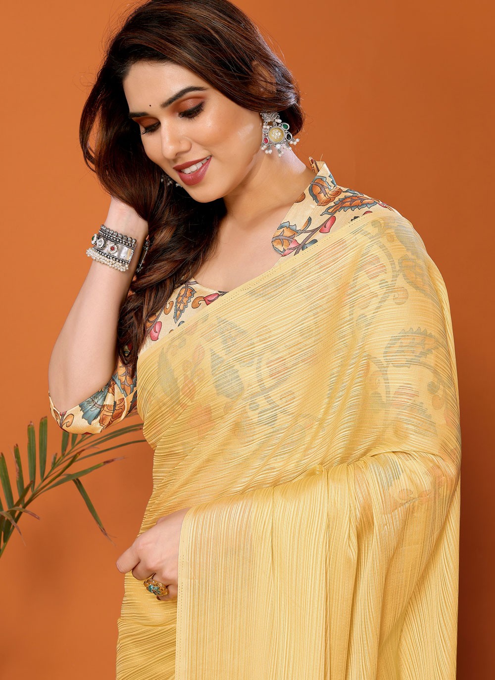 Classic Plain Polyester Saree - S7104