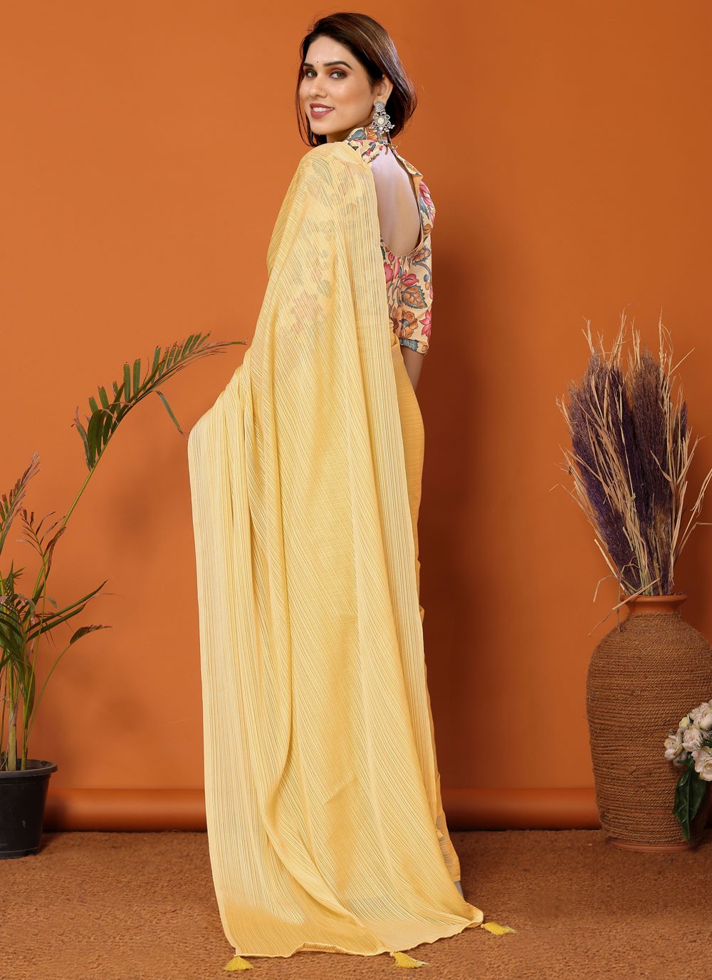 Classic Plain Polyester Saree - S7104