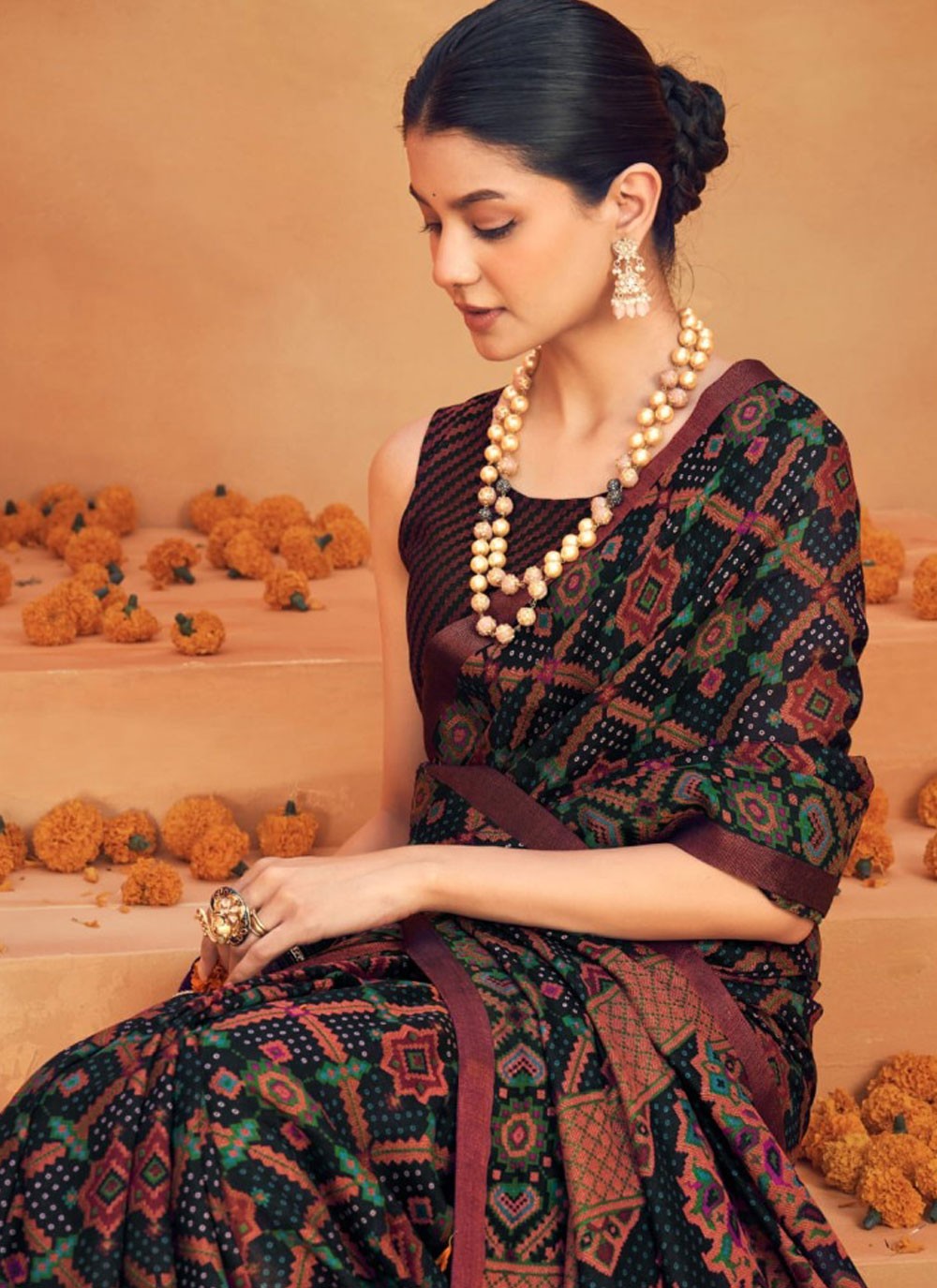 Trendy Saree Printed Black Georgette Saree S13425