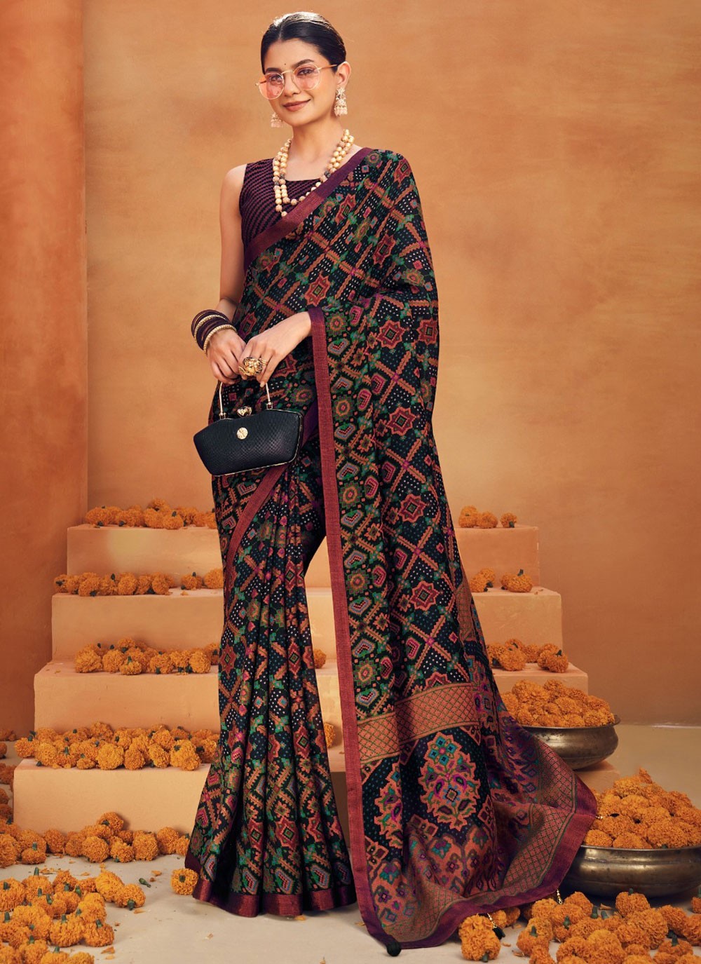 Trendy Saree Printed Black Georgette Saree S13425