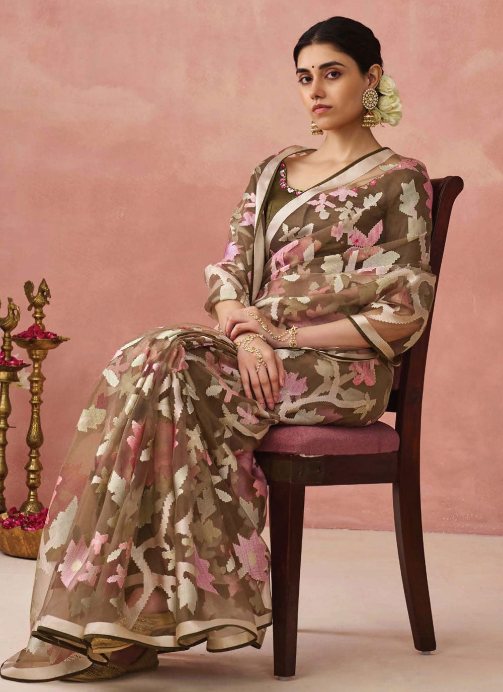 Classic Printed Brasso Saree - S7431