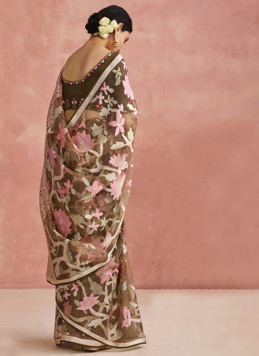 Classic Printed Brasso Saree - S7431