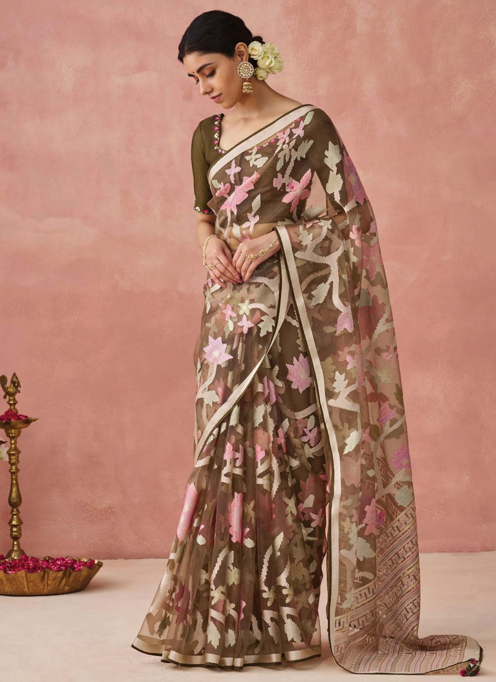 Classic Printed Brasso Saree - S7431