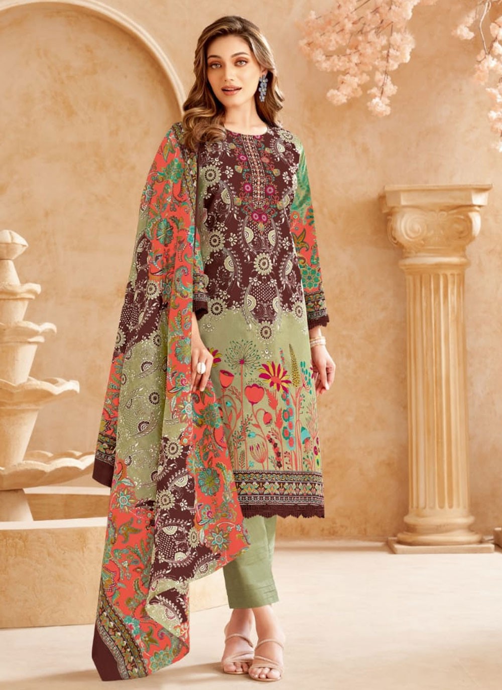 Salwar Suit Printed Multi Colour Cotton T5289