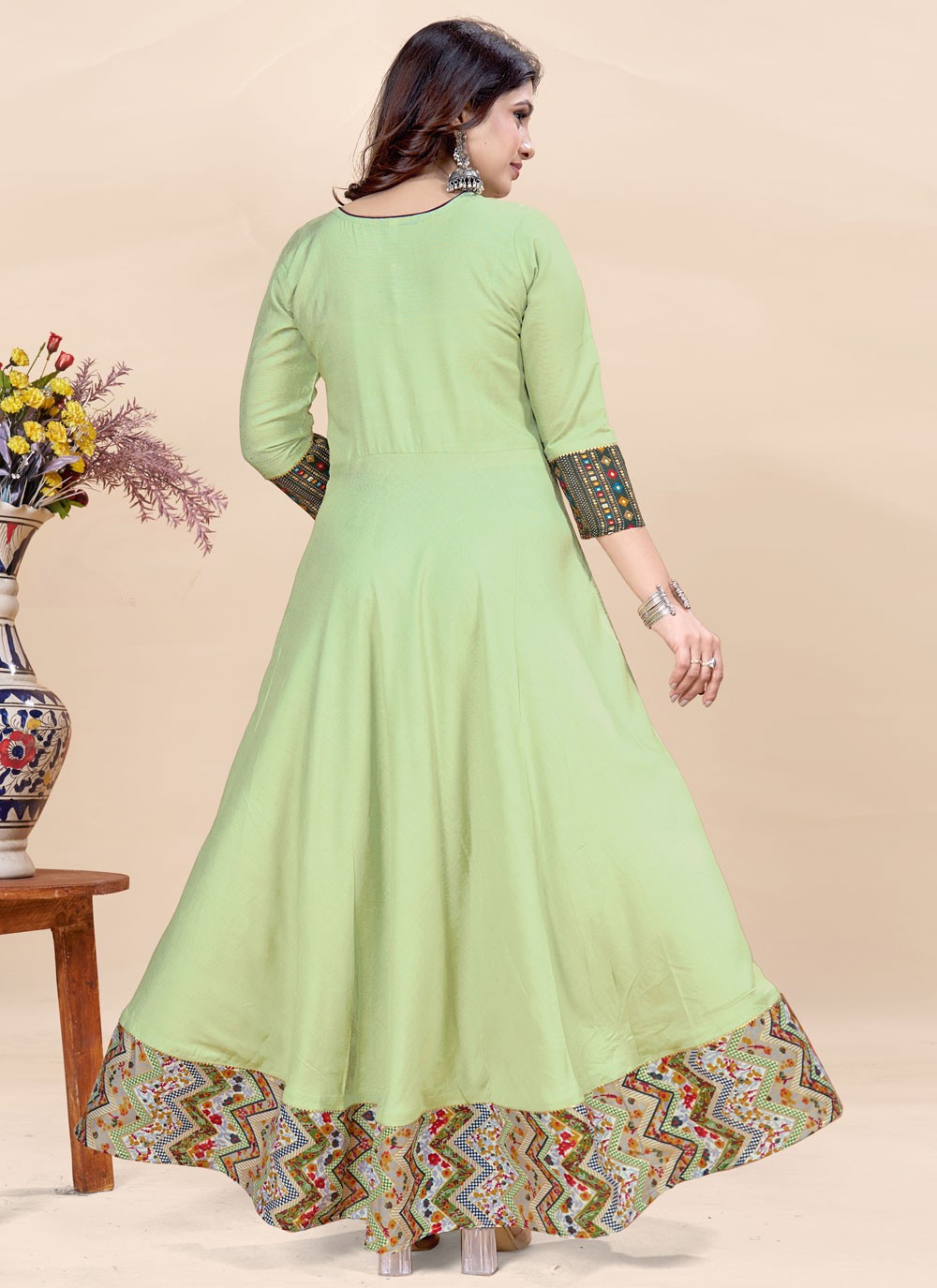 Fancy Work Rayon Gown - G1909
