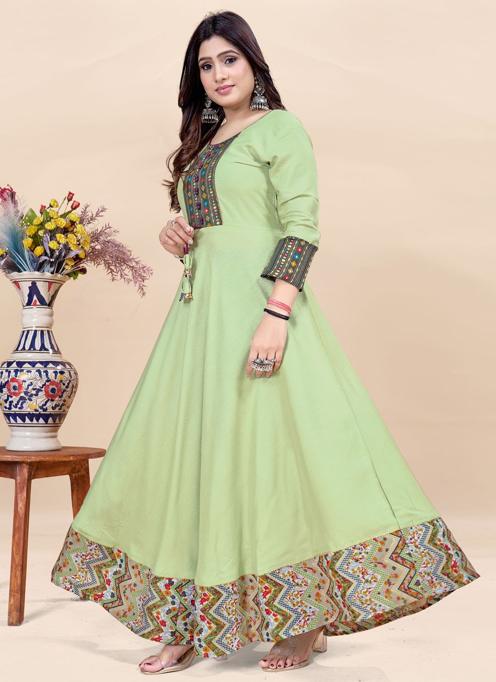 Fancy Work Rayon Gown - G1909