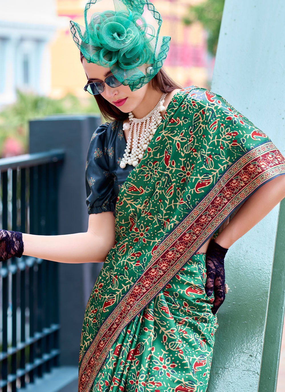 Classic Printed Satin Silk Saree - S8608