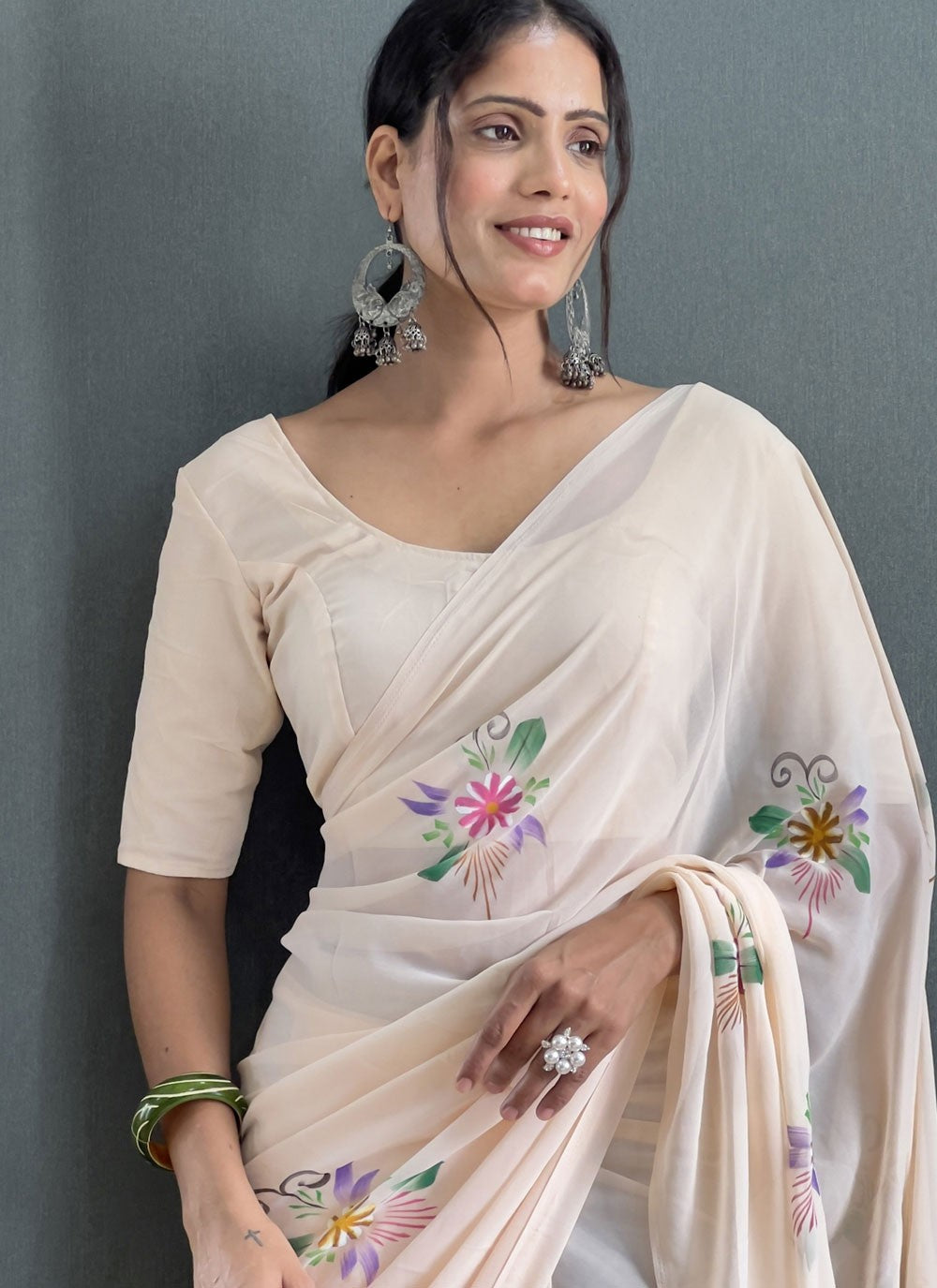 Classic Printed Fancy Fabric Saree - S9100