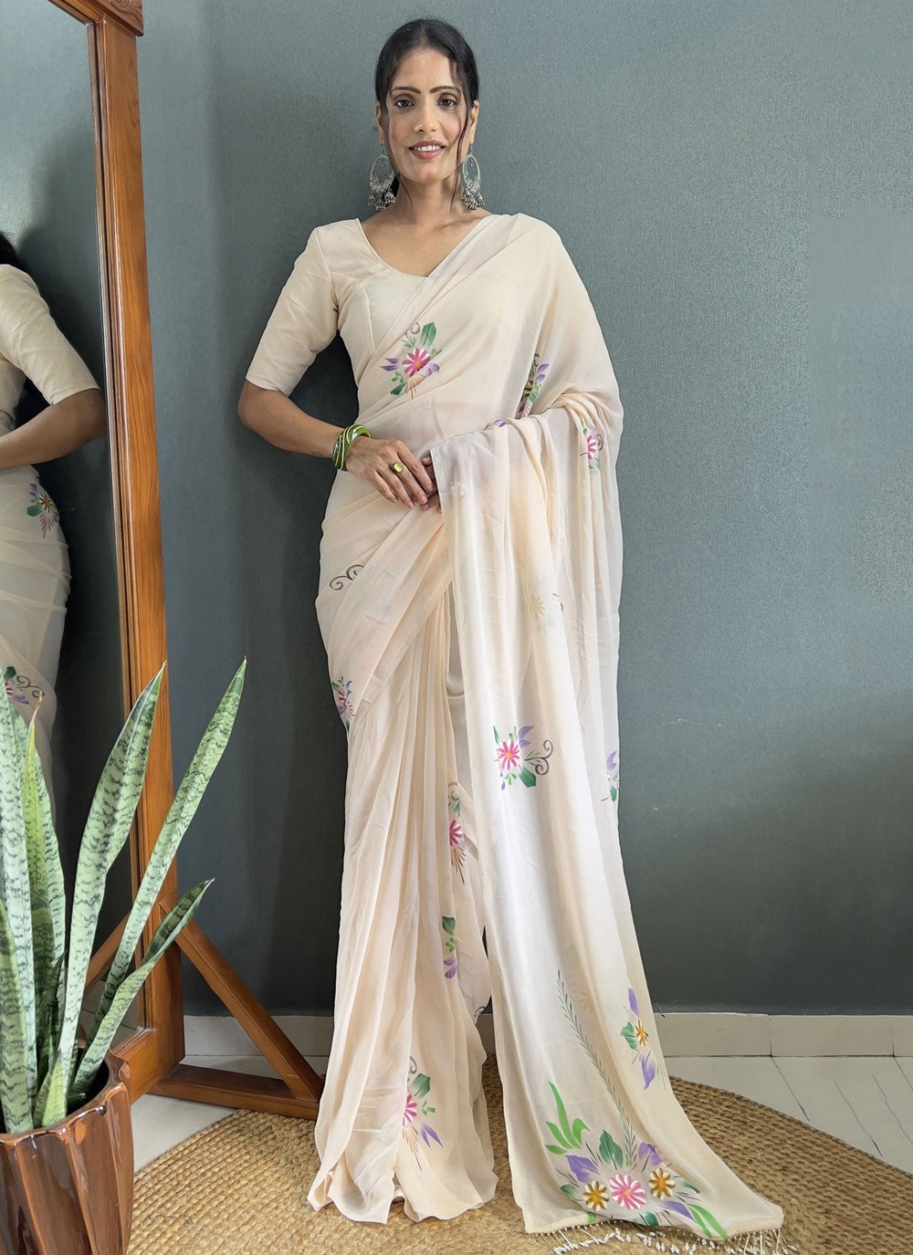 Classic Printed Fancy Fabric Saree - S9100