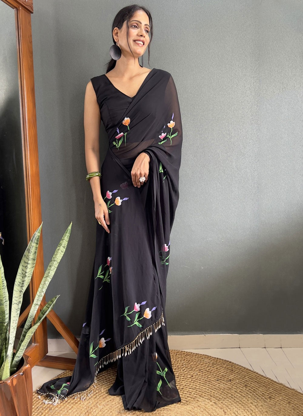 Classic Printed Fancy Fabric Saree - S9100