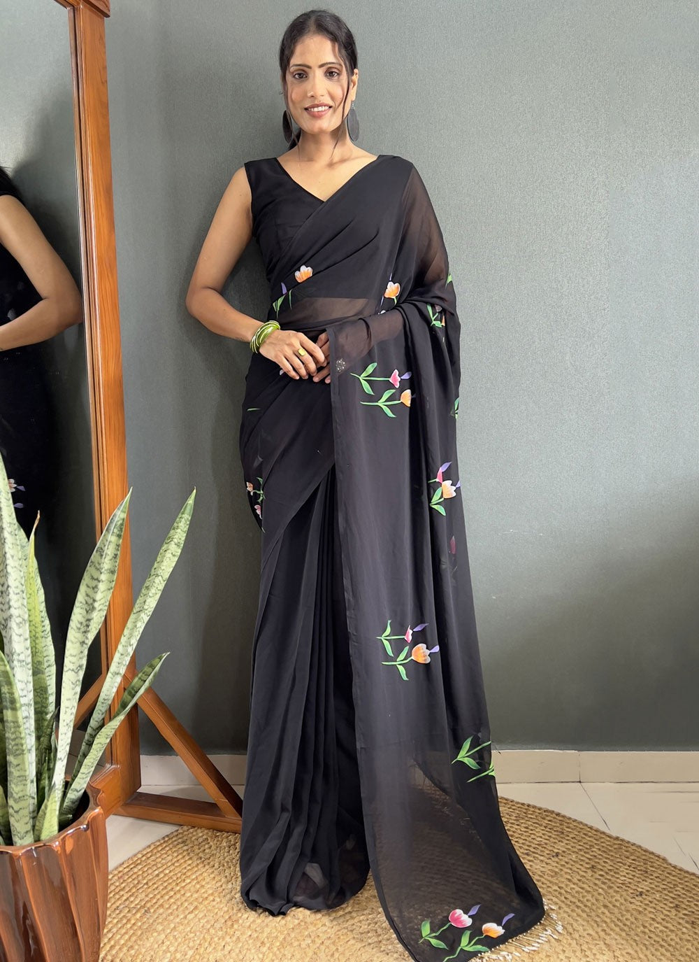 Classic Printed Fancy Fabric Saree - S9100