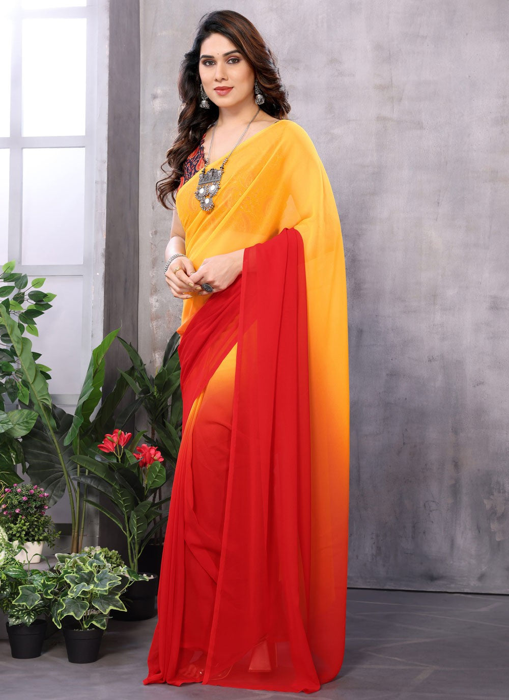 Classic Border Work Georgette Saree - S7329