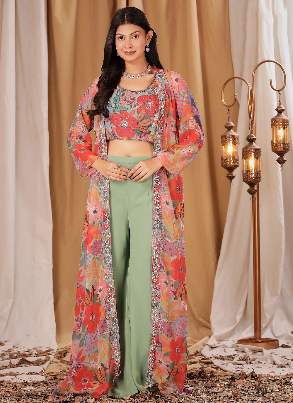 Salwar Suit Floral Printed Multi Colour Georgette T5209