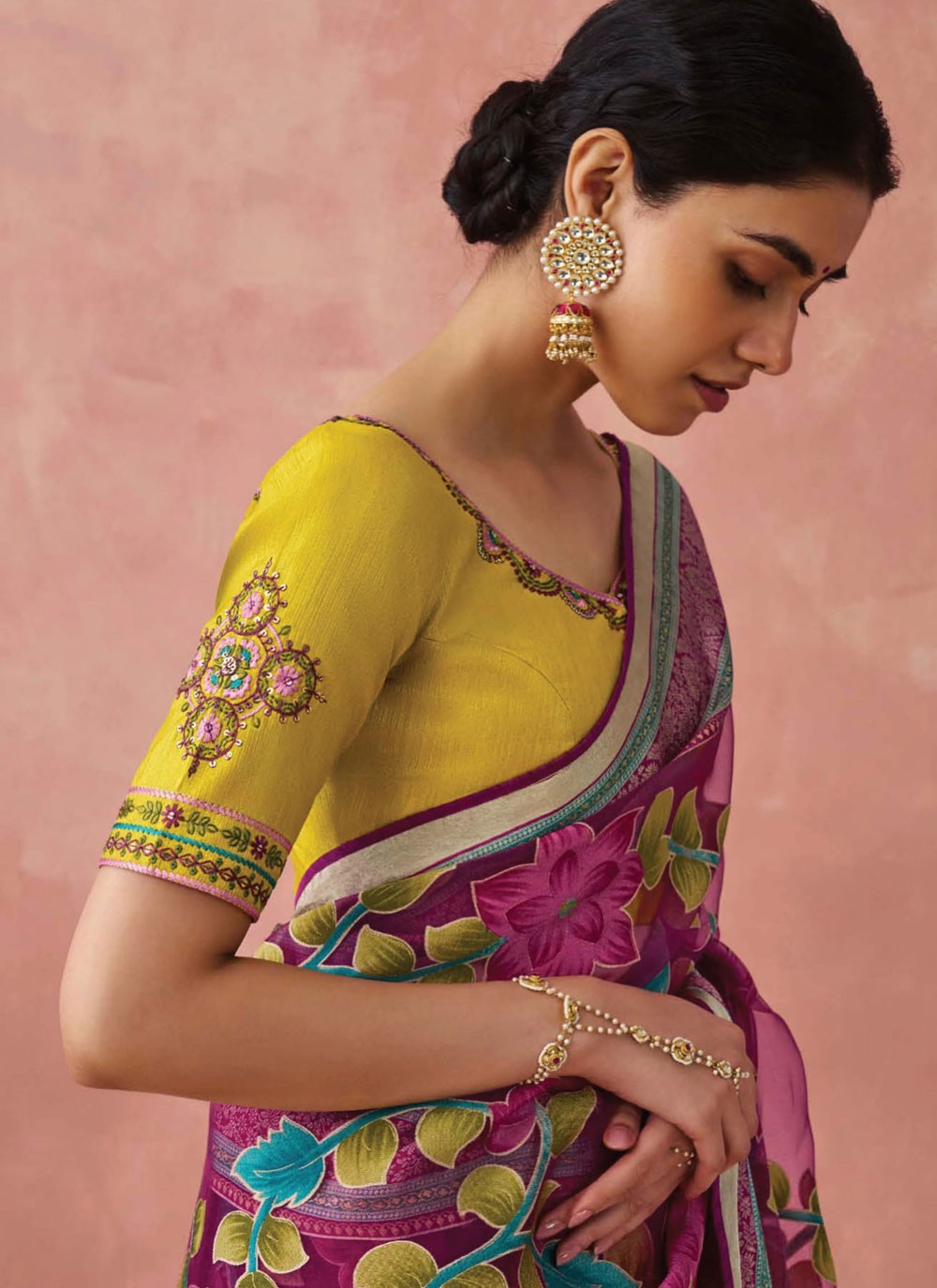 Classic Printed Brasso Saree - S7431