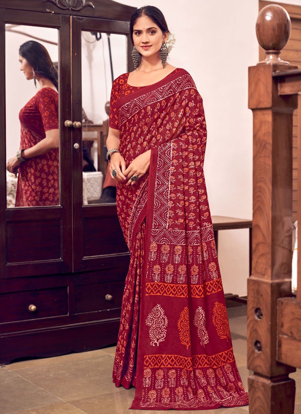 Printed Cotton Saree - S11696