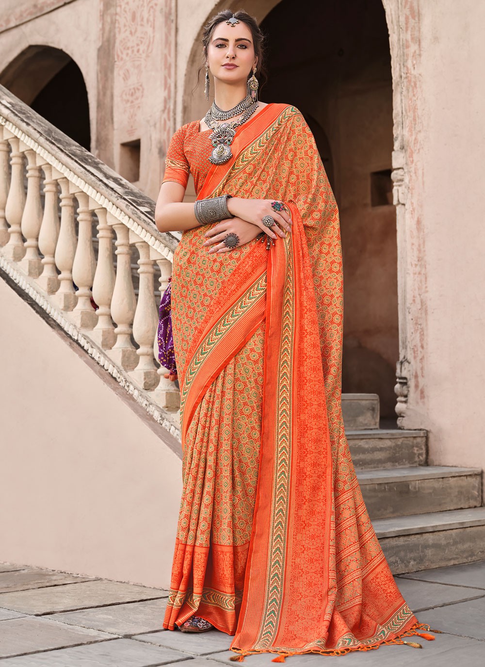 Classic Printed Silk Saree - S8623