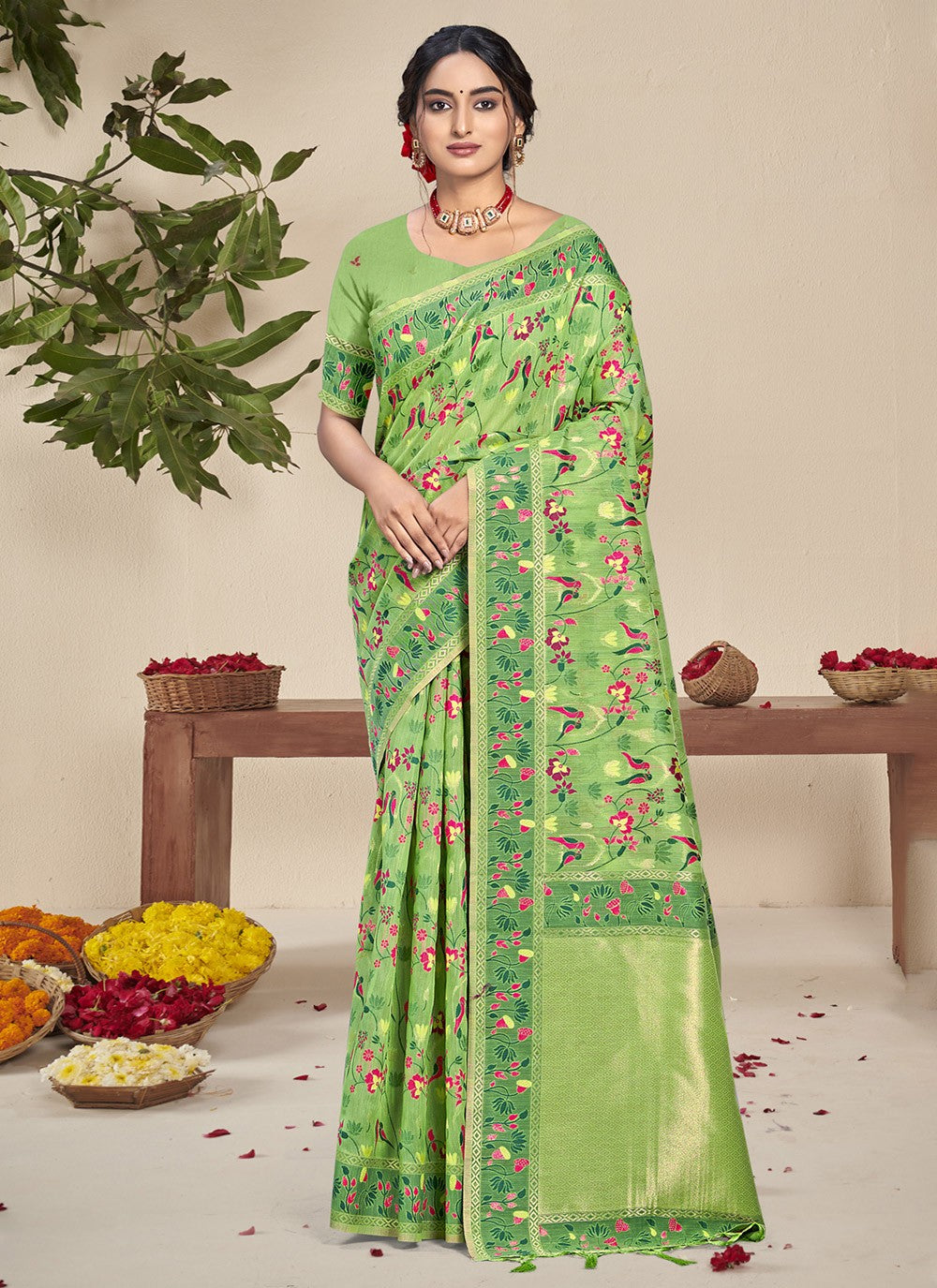Classic Printed Silk Saree - S9046