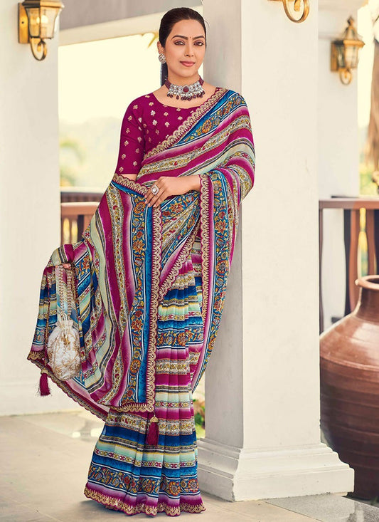 Border Work Weight Less Burgundy Classic Saree S15398
