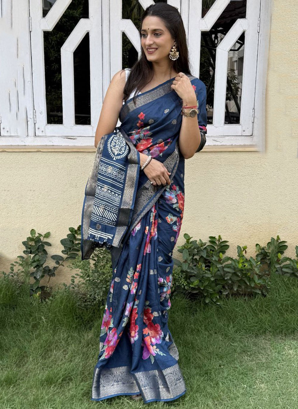 Printed, Weaving Zari Pure Dola Saree - S11836