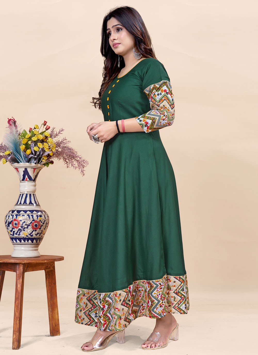 Fancy Work Rayon Gown - G1906