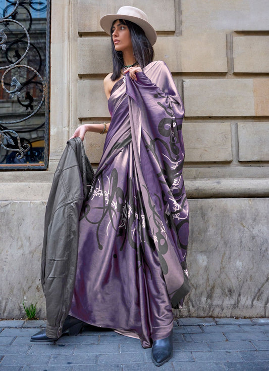Trendy Printed Satin Silk Saree - S4823