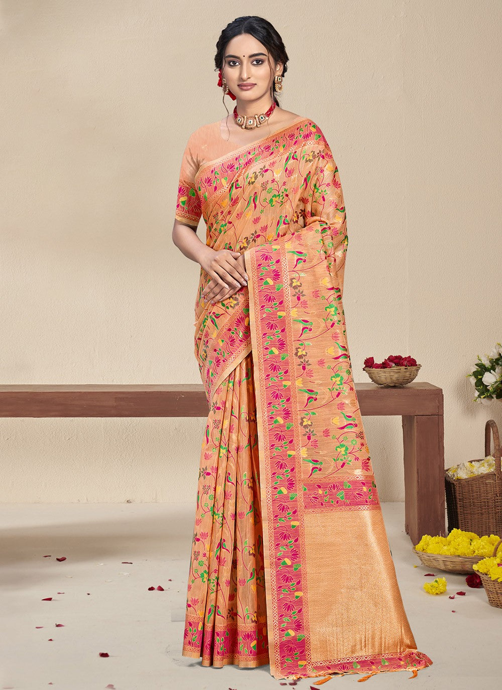 Classic Printed Silk Saree - S9046