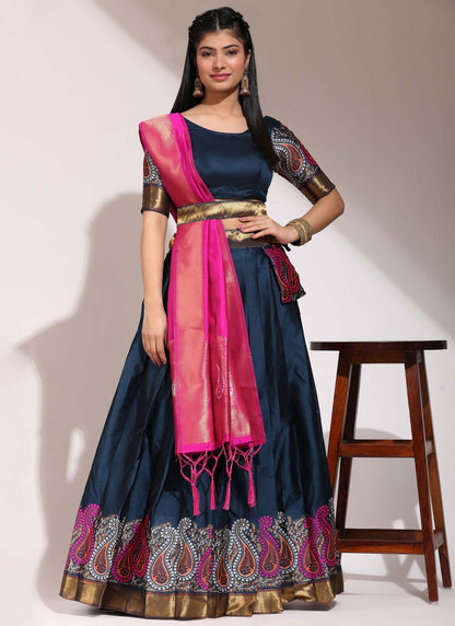 Printed Silk A - Line Lehenga - L2458