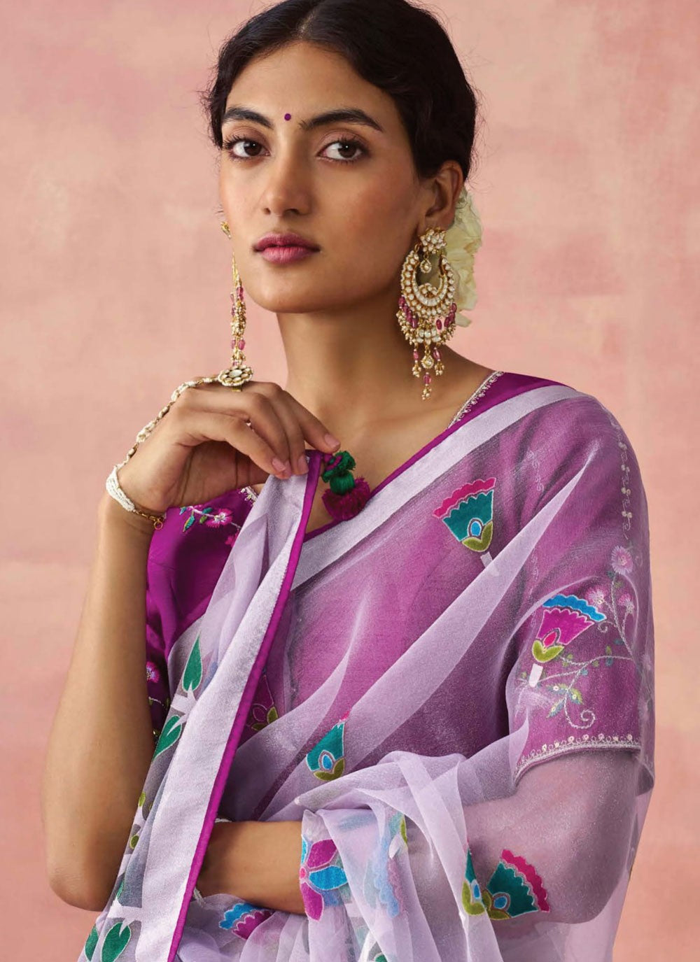Classic Printed Brasso Saree - S7431
