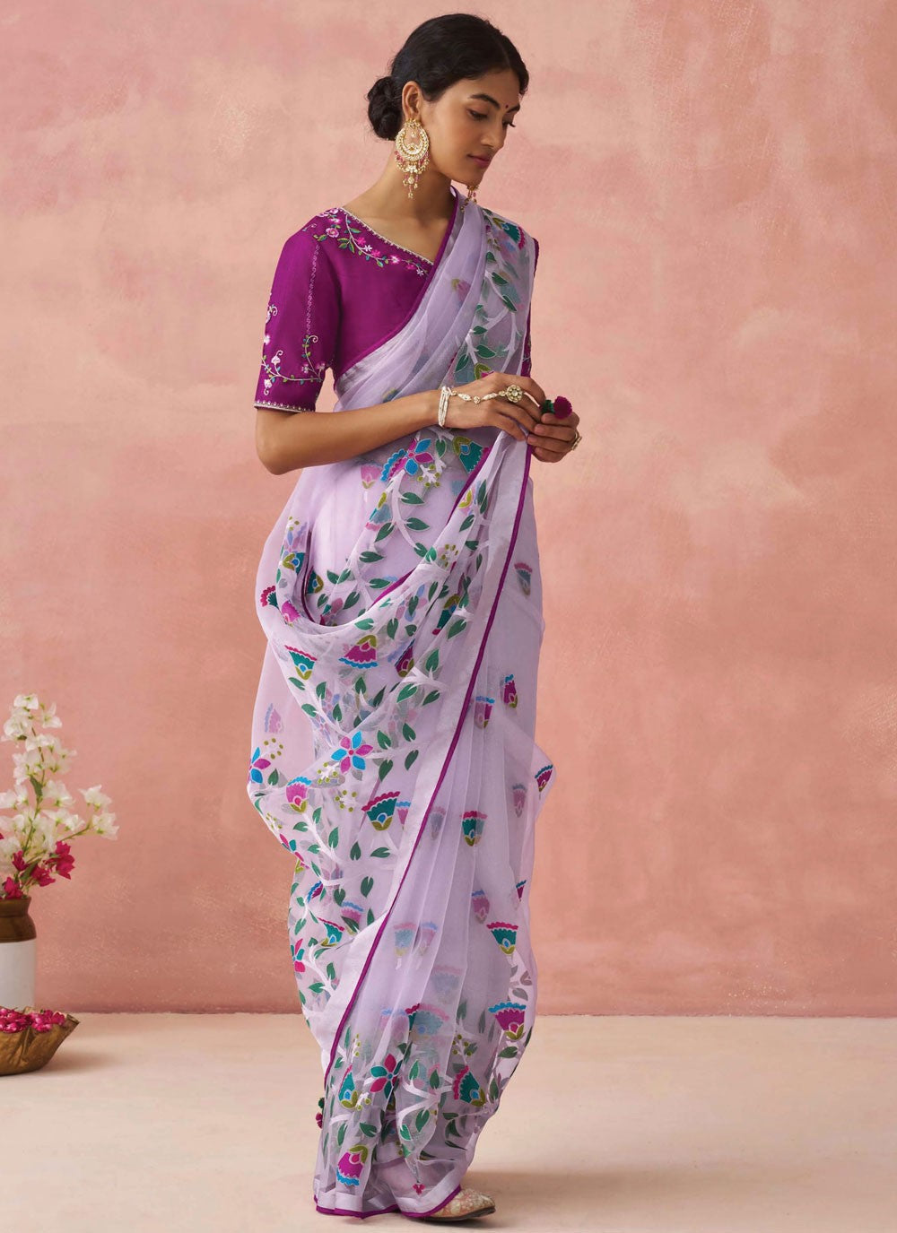 Classic Printed Brasso Saree - S7431