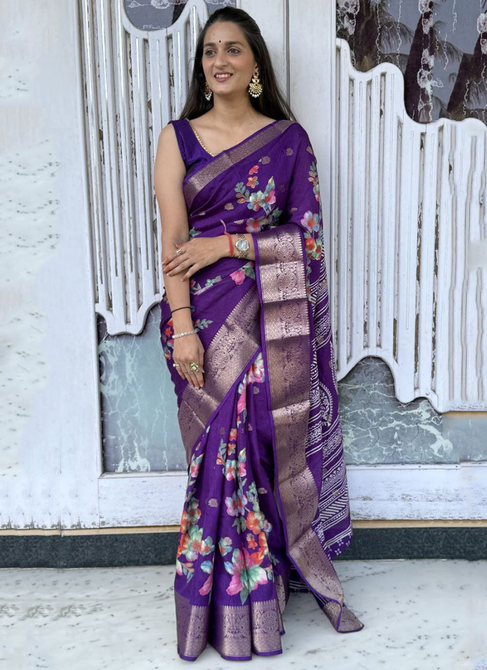 Printed, Weaving Zari Pure Dola Saree - S11836