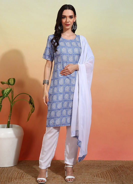 Archive Printed 316235 Aqua Blue T6667