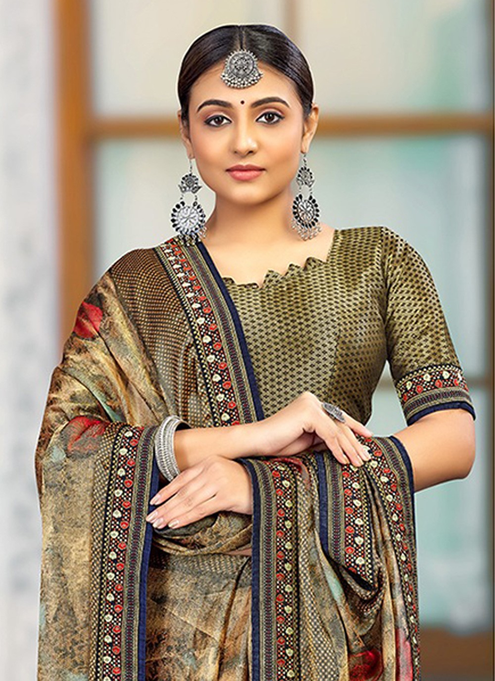Classic Printed Brasso Saree - S3205