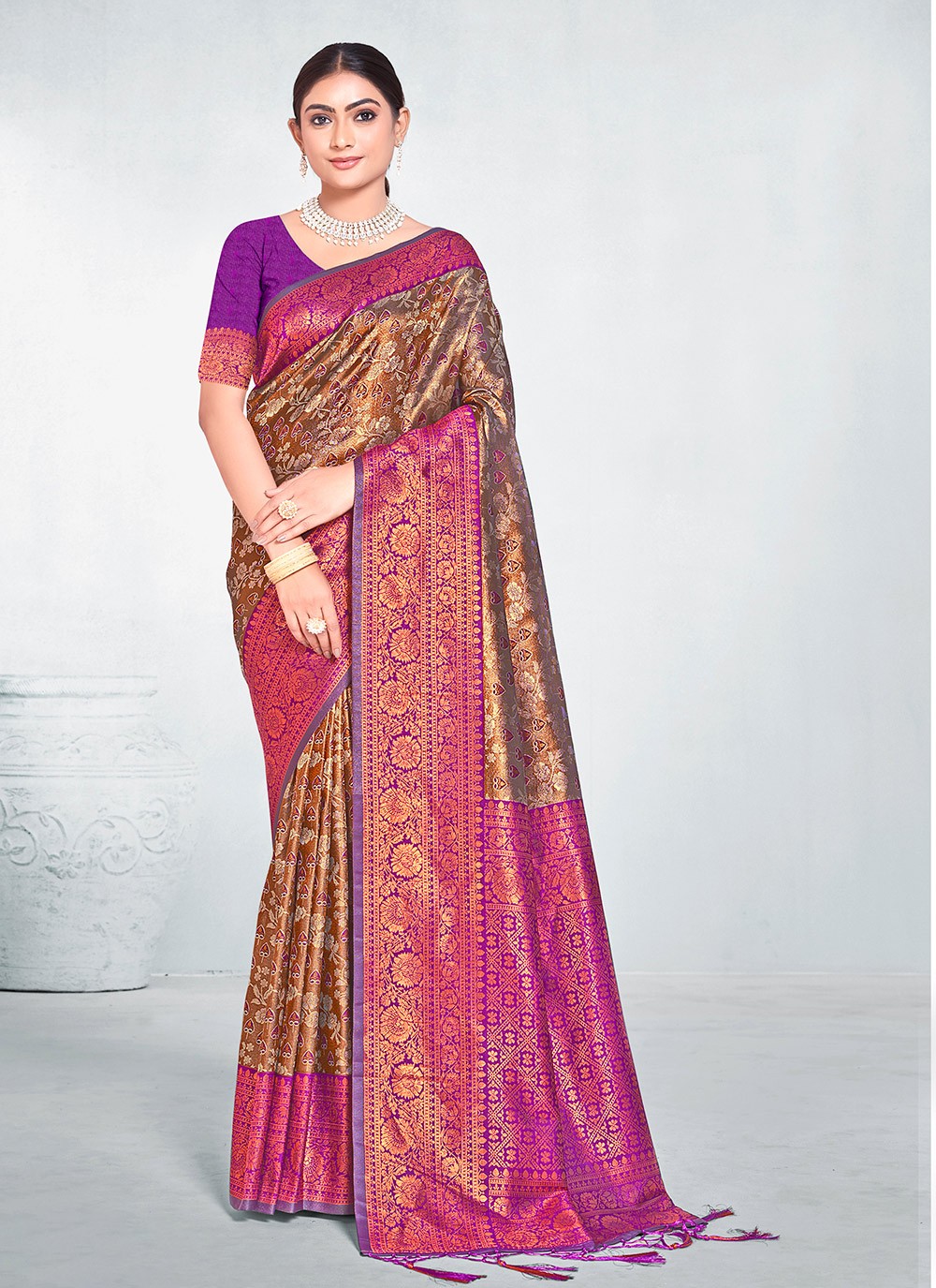 Classic Printed Silk Saree - S7452