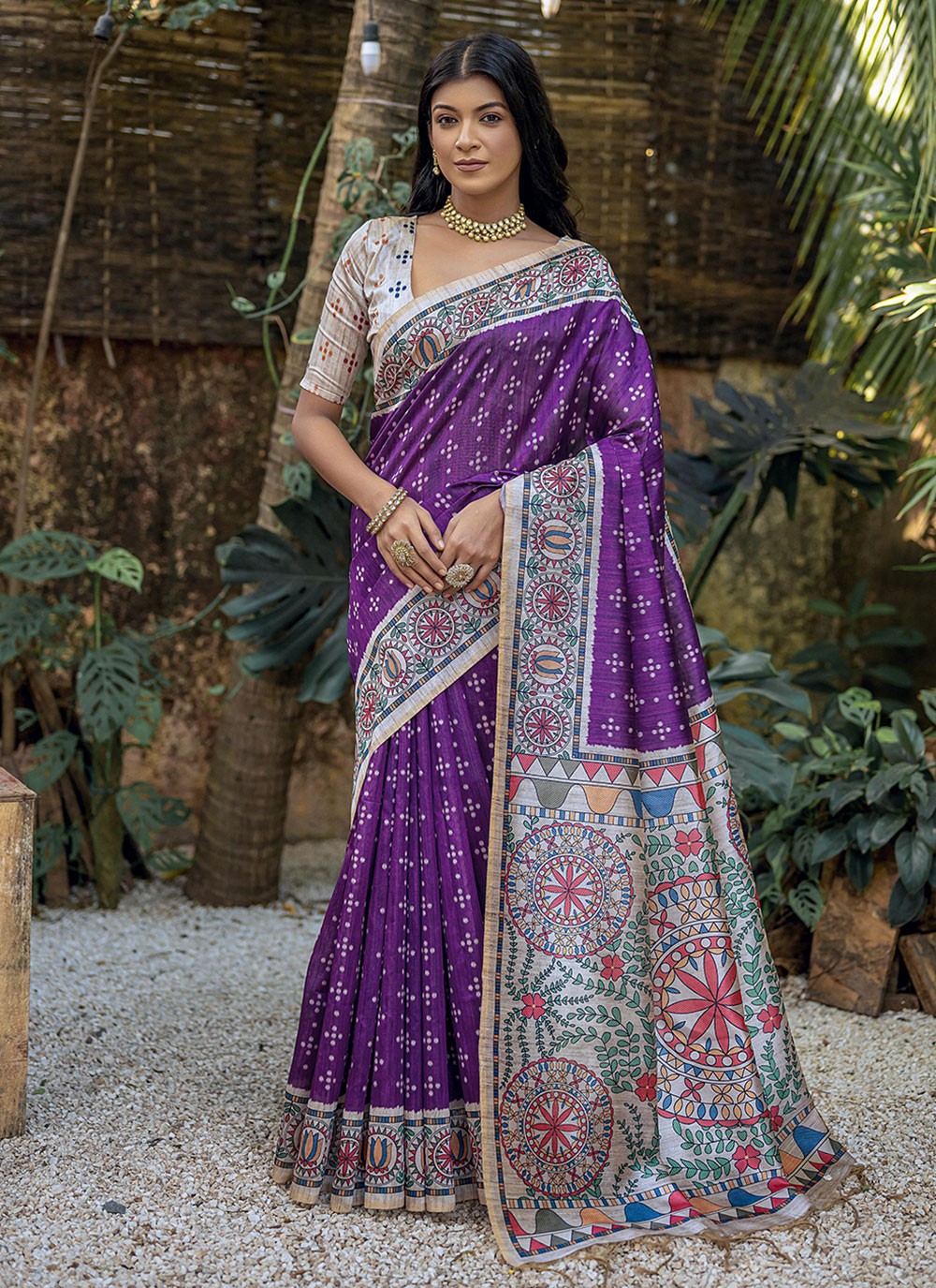 Casual Printed Tussar Silk Saree - S7769