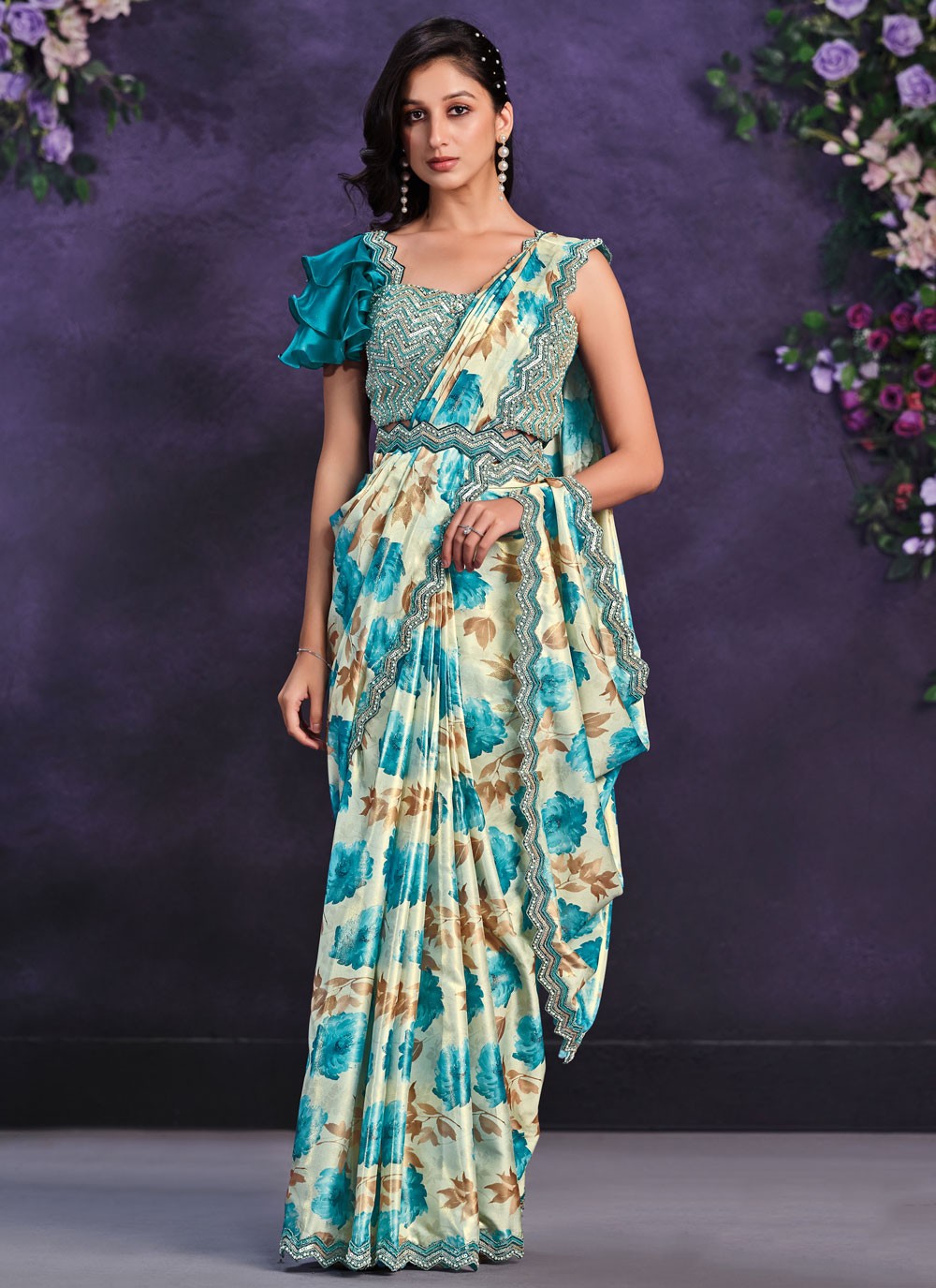 Contemporary Cord Satin Silk Saree - S6097