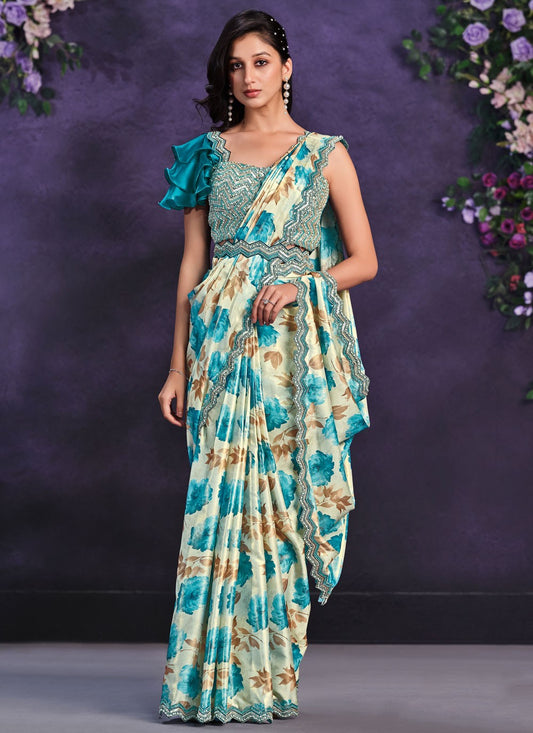 Contemporary Cord Satin Silk Saree - S6097