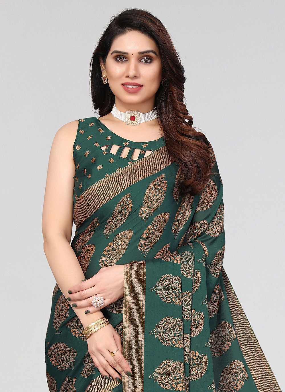 Classic Printed Chiffon Saree - S4683