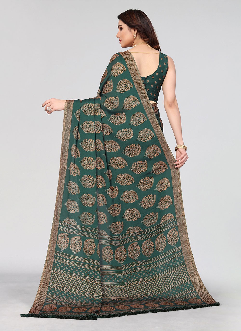 Classic Printed Chiffon Saree - S4683