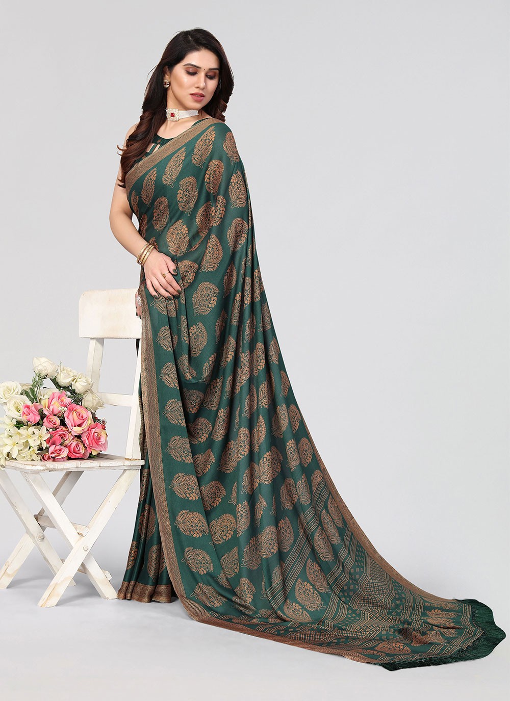 Classic Printed Chiffon Saree - S4683