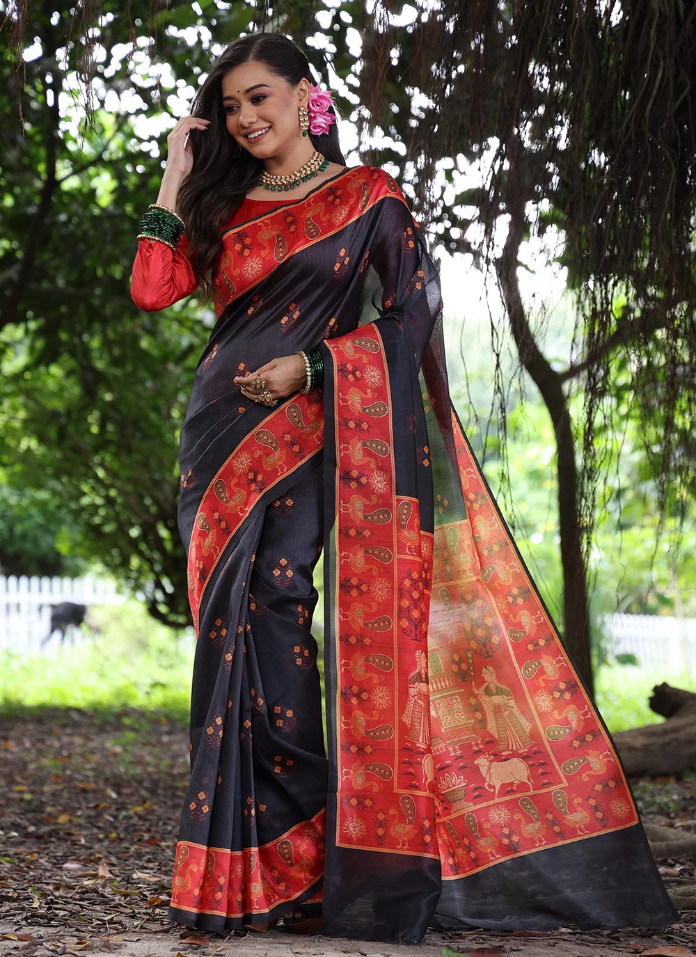 Classic Border Work Tussar Silk Saree - S8459