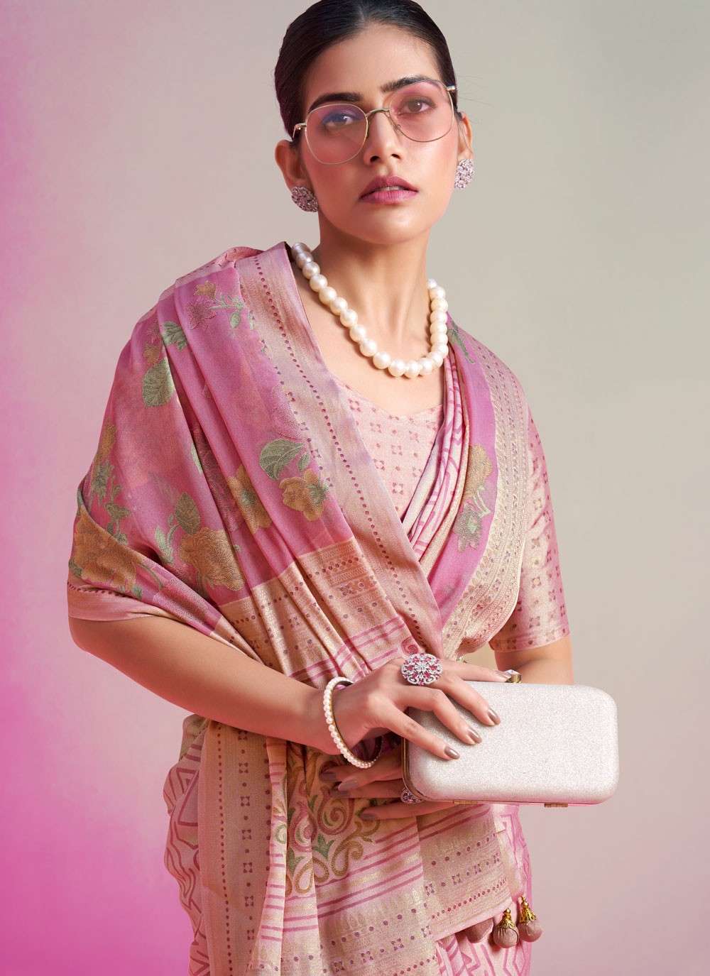 Classic Saree Printed Magenta, Pink Georgette Saree S13361