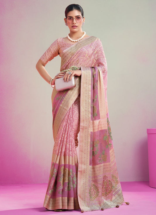 Classic Saree Printed Magenta, Pink Georgette Saree S13361