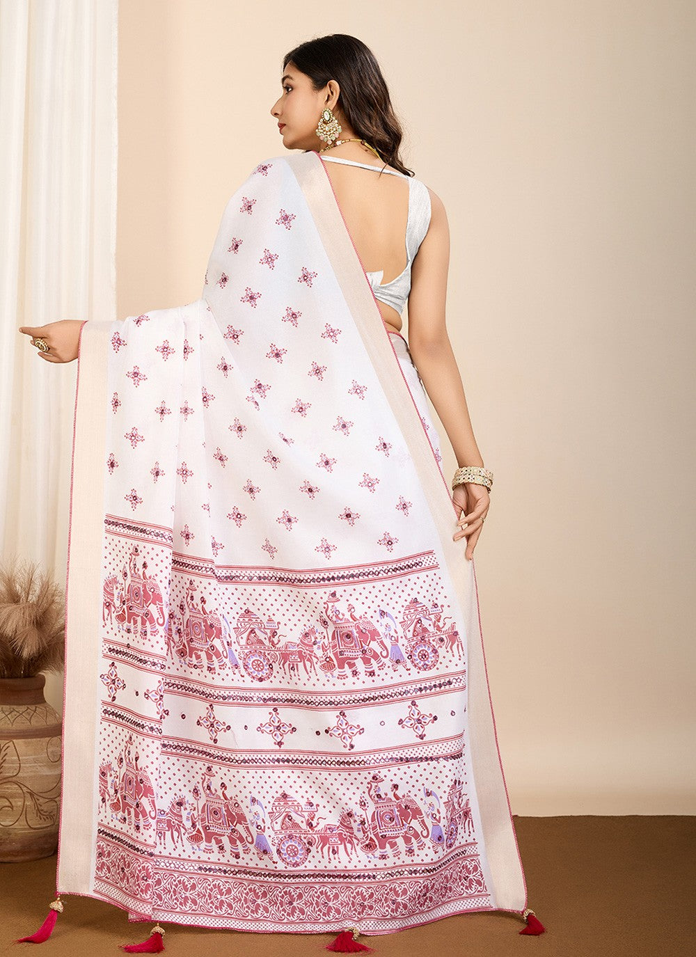 Classic Saree Printed Off White Cotton Saree S13632