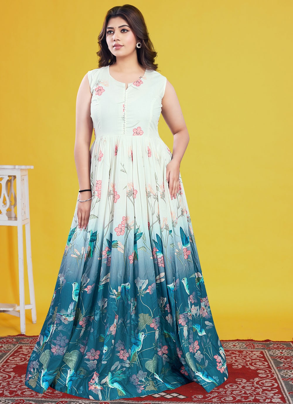 Printed Cotton Morpeach Gown G19815