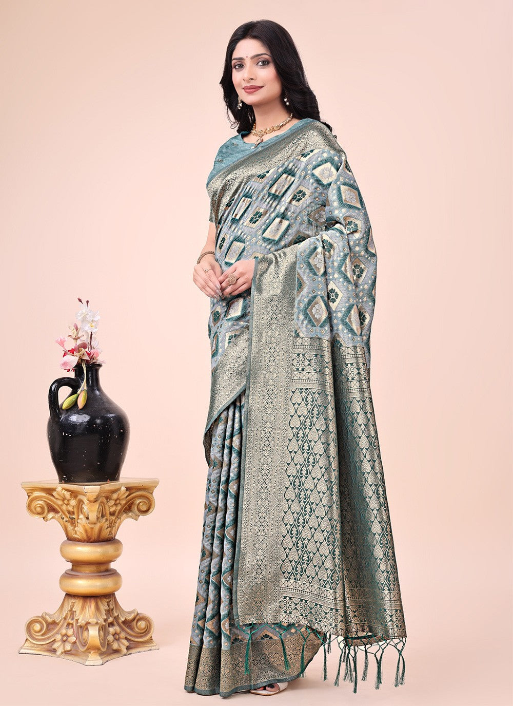 Printed Cotton Green Trendy Saree S15173
