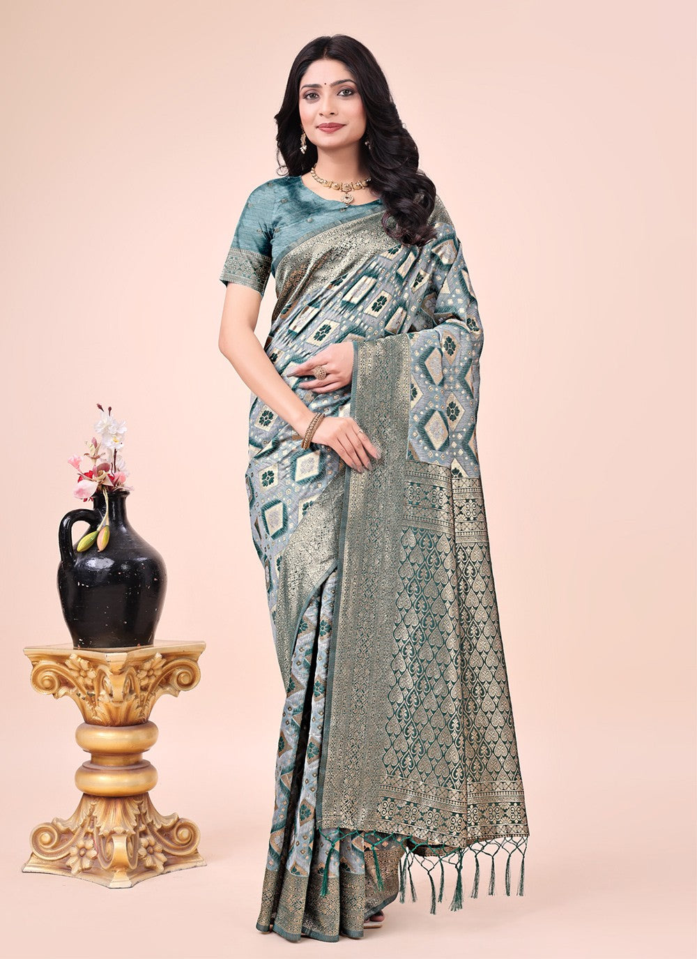 Printed Cotton Green Trendy Saree S15173